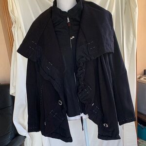 ADC Black Draped Zip-Front Trench Coat